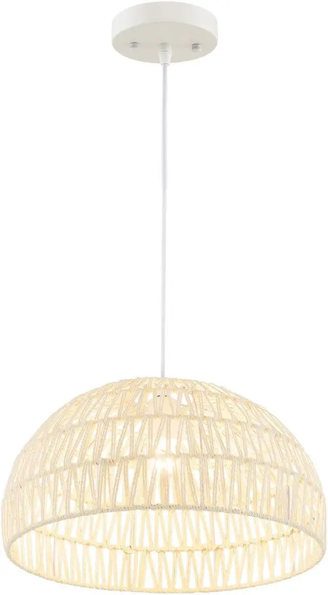 Main image of SlickBlue Farmhouse Rattan Pendant Lights with Adjustable Hanging Rope-Beige