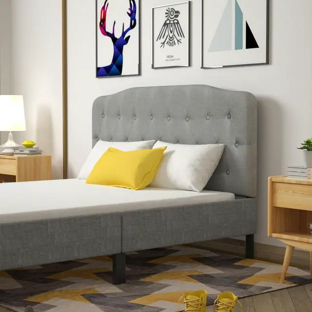 Alt view image 4 of 7 - SlickBlue Queen Upholstered Headboard with Adjustable Heights-Light Gray