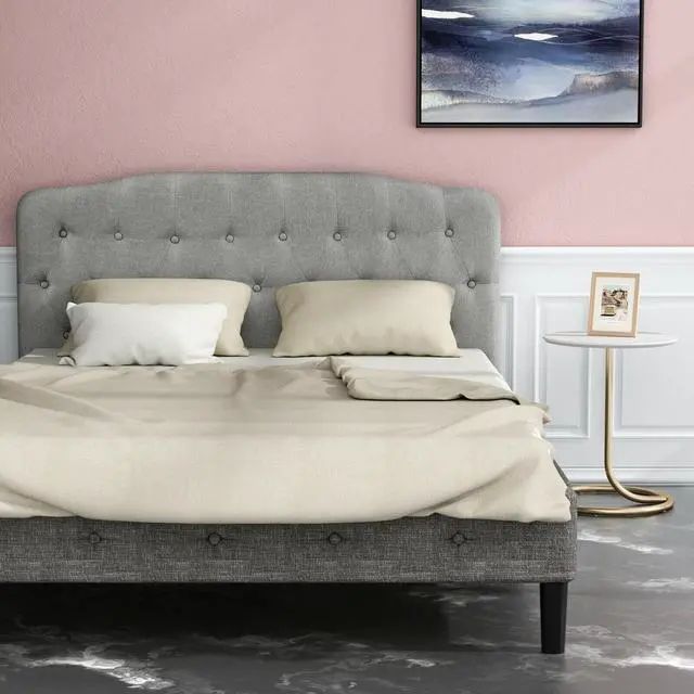 Alt view image 7 of 7 - SlickBlue Queen Upholstered Headboard with Adjustable Heights-Light Gray