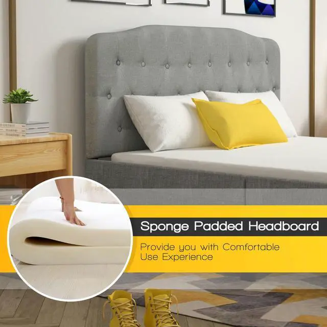 Alt view image 6 of 7 - SlickBlue Queen Upholstered Headboard with Adjustable Heights-Light Gray