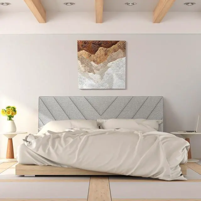 Alt view image 5 of 7 - SlickBlue Linen Upholstered Headboard for Full and Queen Size Bed Frames-Gray