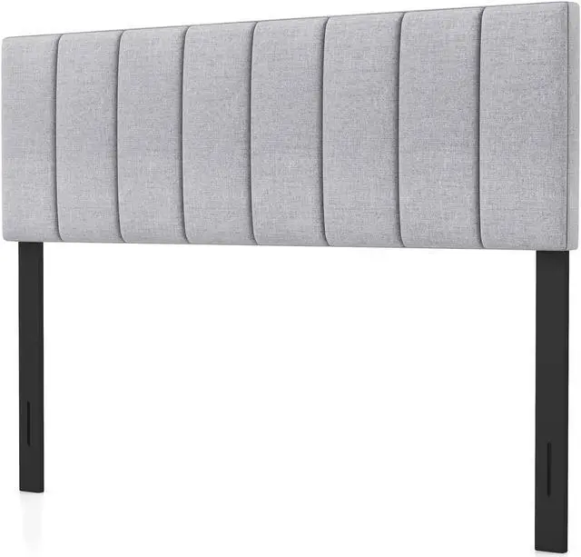 Main image of SlickBlue Linen Upholstered Headboard with Solid Wood Legs and Adjustable Width-Gray