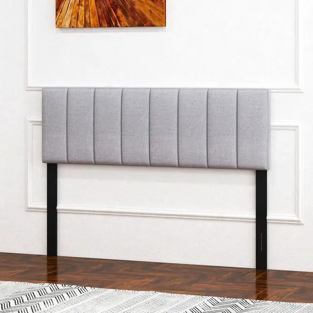 Alt view image 7 of 7 - SlickBlue Linen Upholstered Headboard with Solid Wood Legs and Adjustable Width-Gray