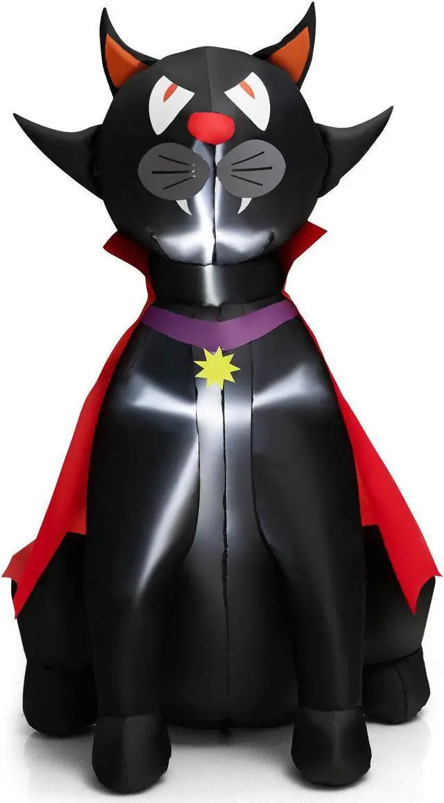 Main image of SlickBlue 4.7 Feet Halloween Inflatable Vampire Cat with Red Cloak
