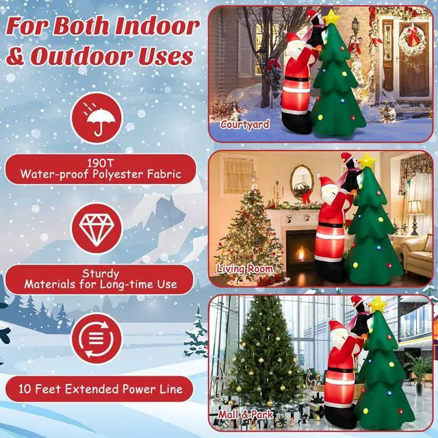 Alt view image 3 of 7 - SlickBlue 6 Feet Inflatable Christmas Tree and Santa Claus with LED and Air Blower
