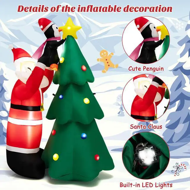 Alt view image 5 of 7 - SlickBlue 6 Feet Inflatable Christmas Tree and Santa Claus with LED and Air Blower