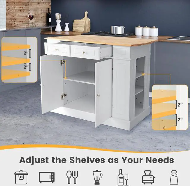 Alt view image 7 of 7 - SlickBlue Kitchen Island with Storage and 3-Level Adjustable Shelves