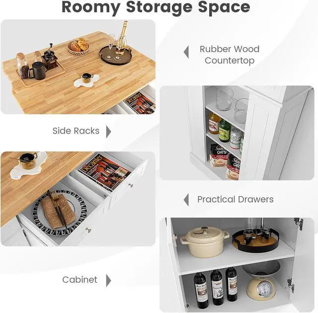 Alt view image 6 of 7 - SlickBlue Kitchen Island with Storage and 3-Level Adjustable Shelves
