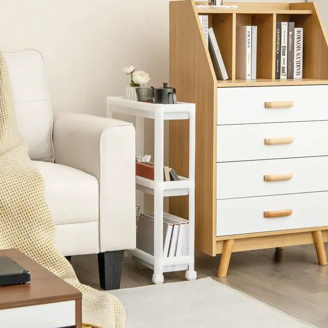 Alt view image 3 of 7 - SlickBlue 2 Pieces 3-Tier Slim Detachable Storage Cart with Drainage Holes and Wheels
