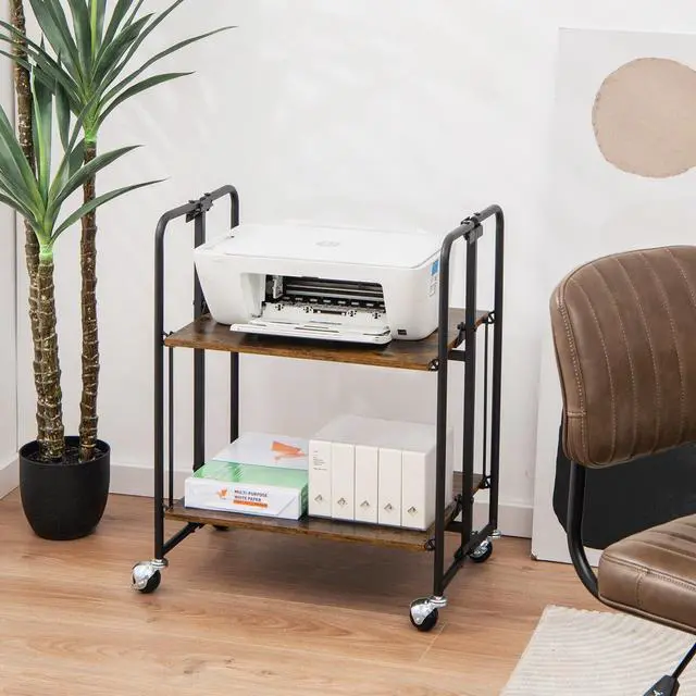 Alt view image 4 of 7 - SlickBlue Folding Rolling Cart with Metal Frame-2-Tier
