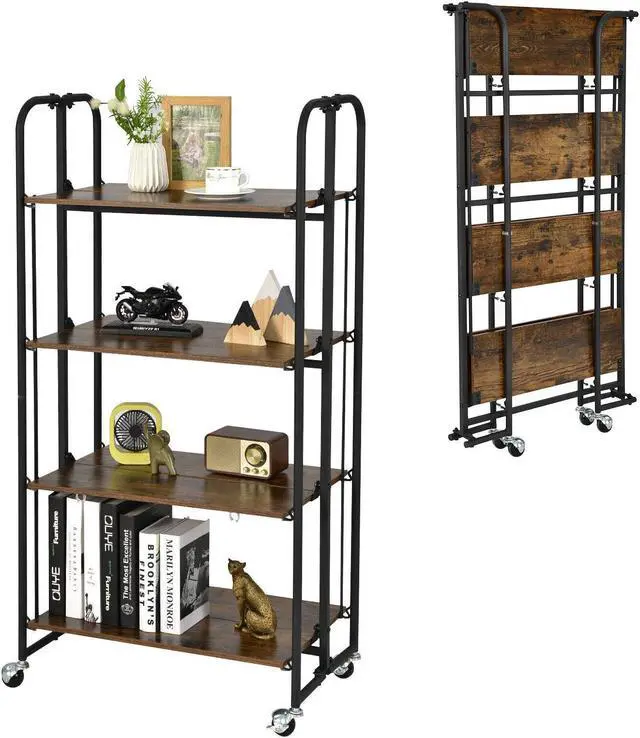 Main image of SlickBlue Foldable Rolling Cart with Storage Shelves for Kitchen-4-Tier