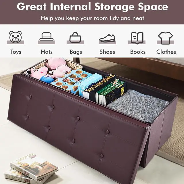 Alt view image 2 of 7 - SlickBlue 45 Inches Large Folding Ottoman Storage Seat