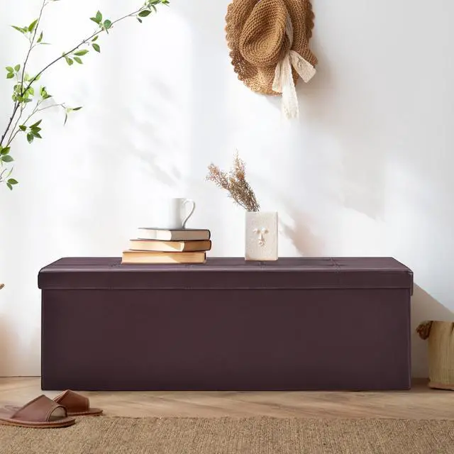 Alt view image 3 of 7 - SlickBlue 45 Inches Large Folding Ottoman Storage Seat