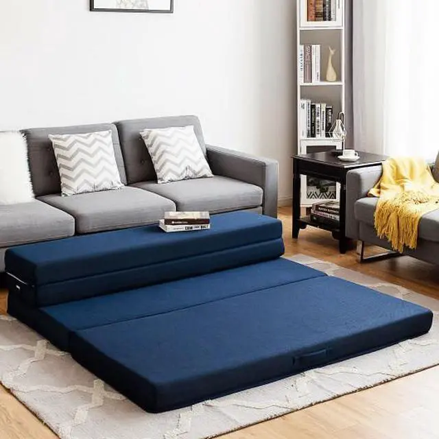 Alt view image 2 of 3 - SlickBlue 5' Quart Folding Futon Sleepover Sofa Bed Foam Mattress-Queen Size