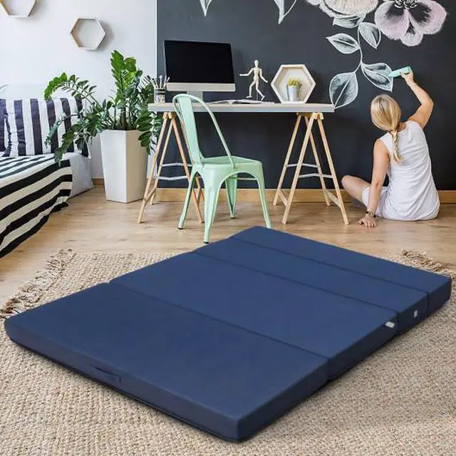 Main image of SlickBlue 5' Quart Folding Futon Sleepover Sofa Bed Foam Mattress-Queen Size