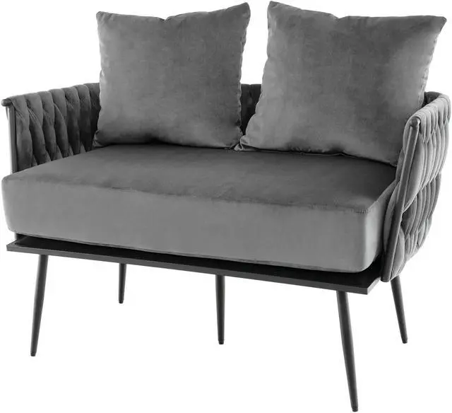 Alt view image 2 of 7 - SlickBlue Modern Loveseat Sofa Upholstered Dutch Velvet Sofa Couch