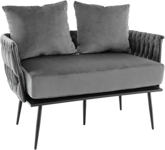 Main image of SlickBlue Modern Loveseat Sofa Upholstered Dutch Velvet Sofa Couch