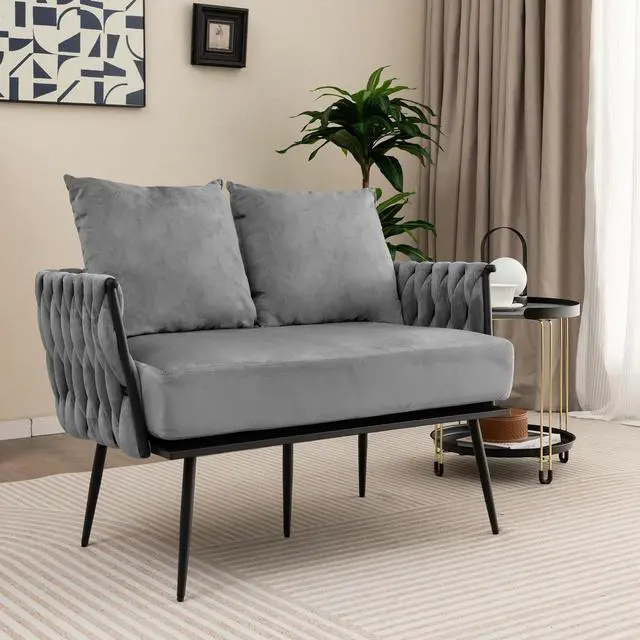 Alt view image 6 of 7 - SlickBlue Modern Loveseat Sofa Upholstered Dutch Velvet Sofa Couch