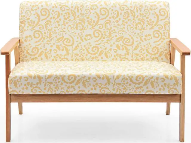 Alt view image 2 of 7 - SlickBlue Modern Fabric Loveseat Sofa Couch Upholstered 2-Seat Armchair-Yellow