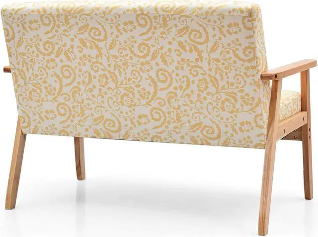 Alt view image 7 of 7 - SlickBlue Modern Fabric Loveseat Sofa Couch Upholstered 2-Seat Armchair-Yellow
