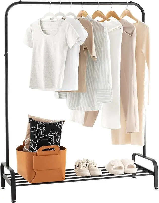 Alt view image 2 of 7 - SlickBlue Heavy Duty Clothes Stand Rack with Top Rod and Lower Storage Shelf