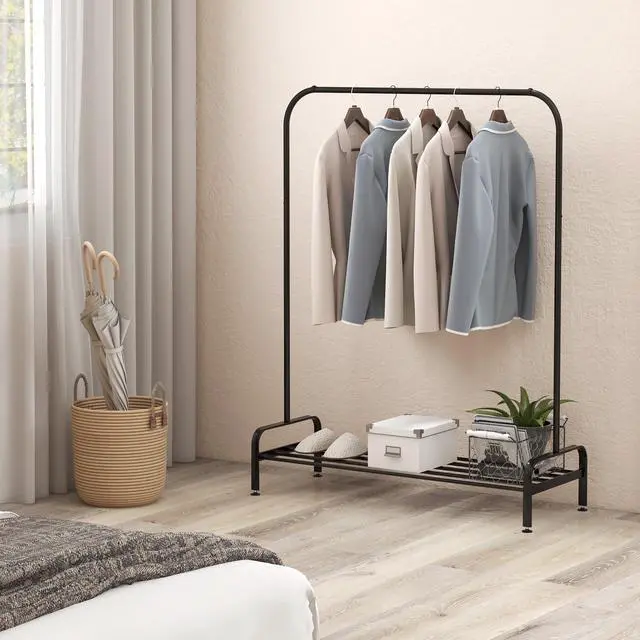 Alt view image 3 of 7 - SlickBlue Heavy Duty Clothes Stand Rack with Top Rod and Lower Storage Shelf