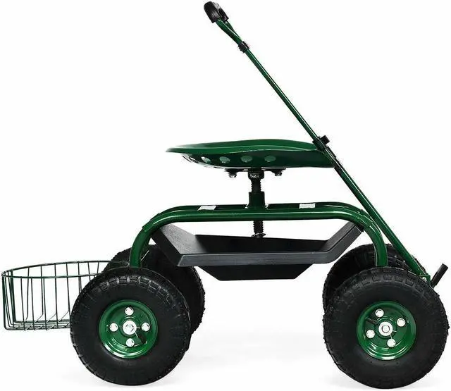 Alt view image 7 of 7 - SlickBlue Heavy Duty Garden Cart with Tool Tray and 360 Swivel Seat