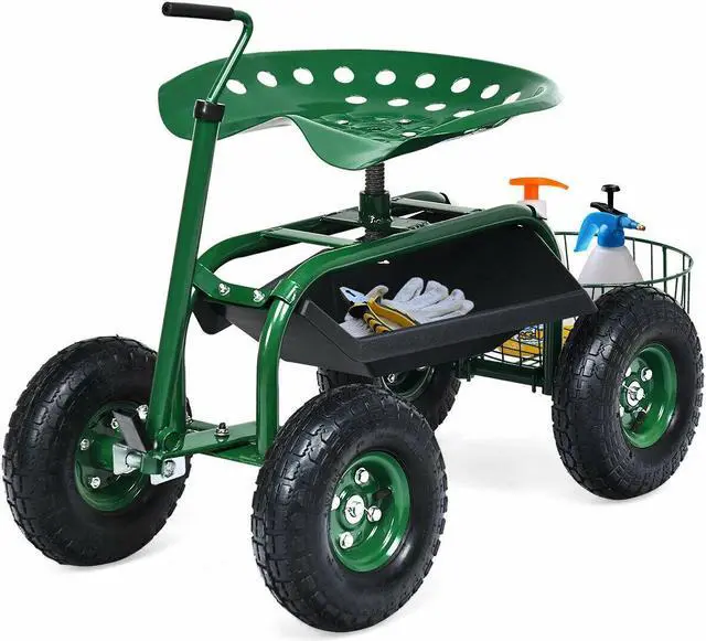 Alt view image 2 of 7 - SlickBlue Extendable Handle Garden Cart Rolling Wagon Scooter