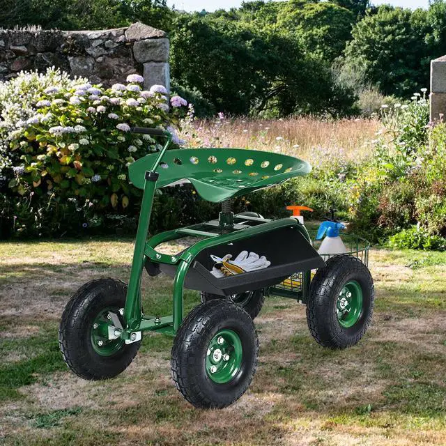 Alt view image 3 of 7 - SlickBlue Extendable Handle Garden Cart Rolling Wagon Scooter