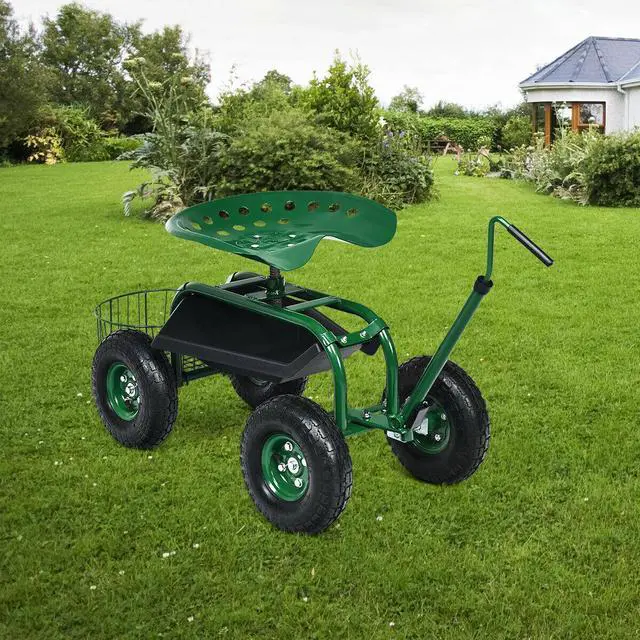 Alt view image 4 of 7 - SlickBlue Extendable Handle Garden Cart Rolling Wagon Scooter
