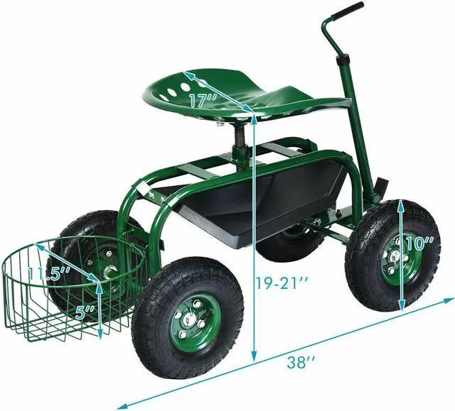 Alt view image 5 of 7 - SlickBlue Extendable Handle Garden Cart Rolling Wagon Scooter