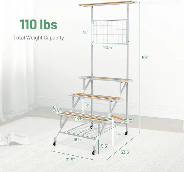 Alt view image 2 of 7 - SlickBlue 4-Tier Hanging Plant Stand with Hanging Bar