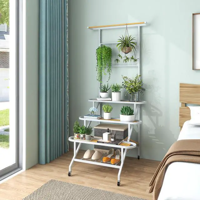 Alt view image 3 of 7 - SlickBlue 4-Tier Hanging Plant Stand with Hanging Bar