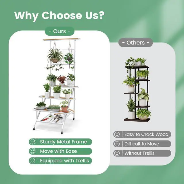 Alt view image 6 of 7 - SlickBlue 4-Tier Hanging Plant Stand with Hanging Bar