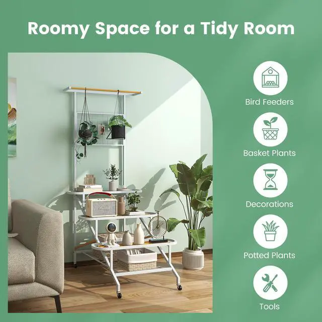 Alt view image 5 of 7 - SlickBlue 4-Tier Hanging Plant Stand with Hanging Bar
