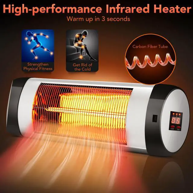 Alt view image 6 of 7 - SlickBlue 1500W Wall-Mounted Electric Heater Patio Infrared Heater with Remote Control