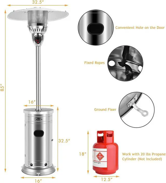 Alt view image 3 of 7 - SlickBlue 48000 BTU Patio Heater with Simple Ignition System