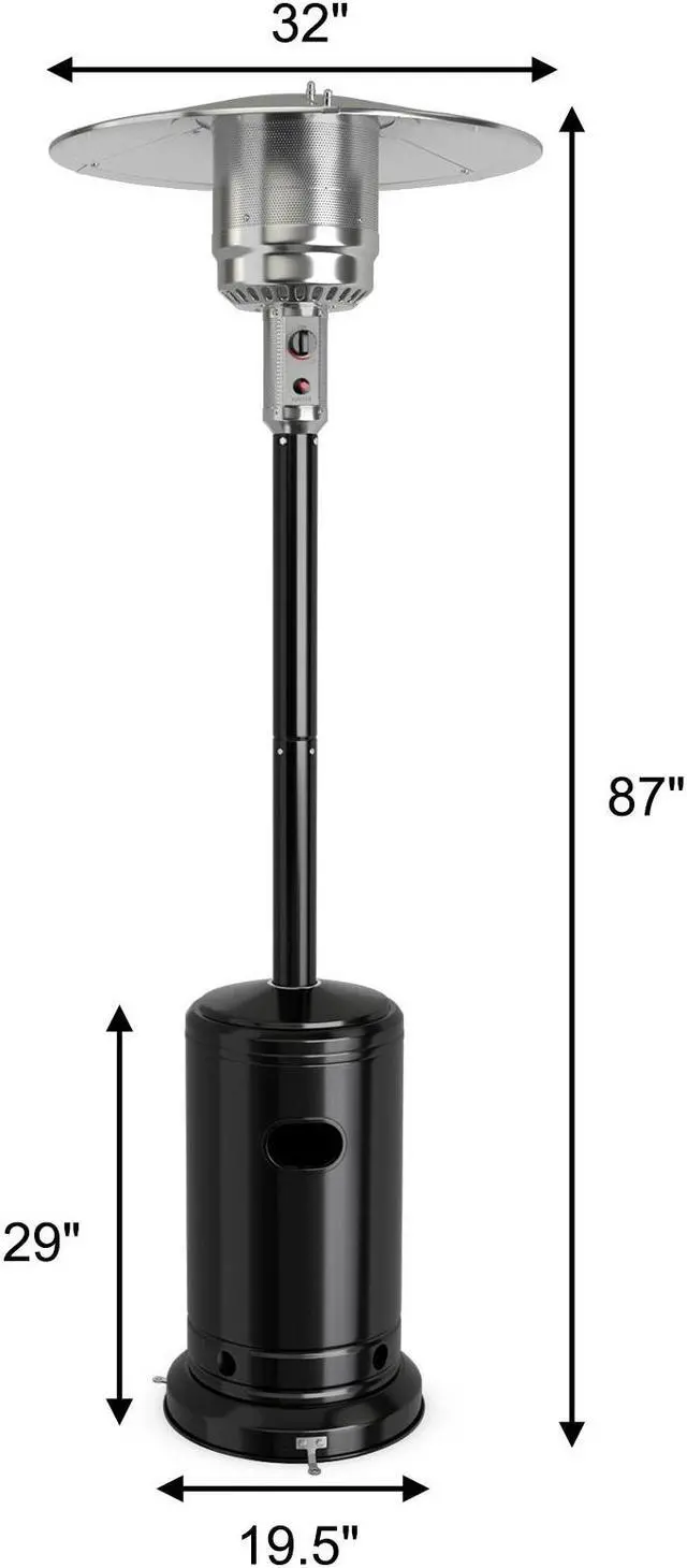 Alt view image 5 of 7 - SlickBlue 50000 BTU Stainless Steel Propane Patio Heater with Trip over Protection-Black