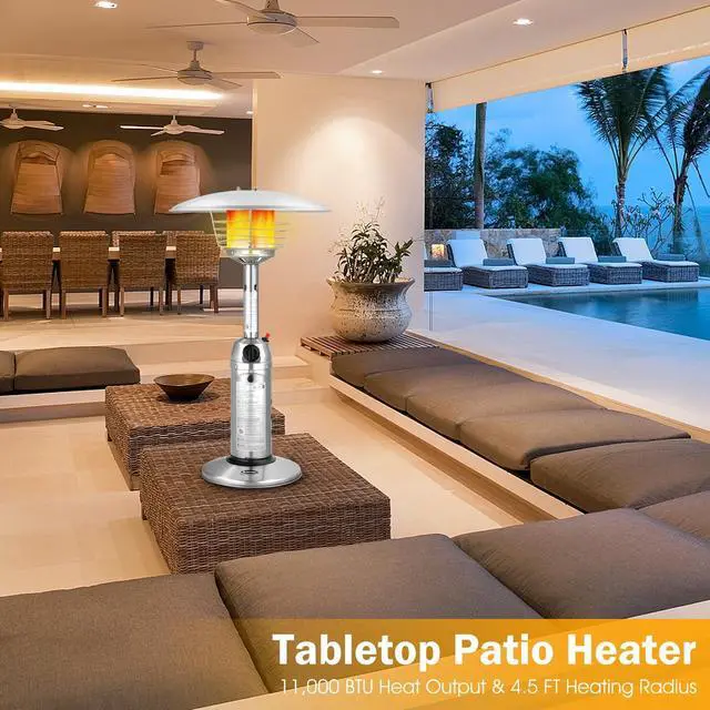Alt view image 5 of 7 - SlickBlue 11 000BTU Portable Tabletop Patio Stainless Steel Standing Propane Heater