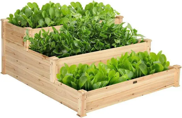Main image of SlickBlue 3 Tier Elevated Wooden Vegetable Garden Bed