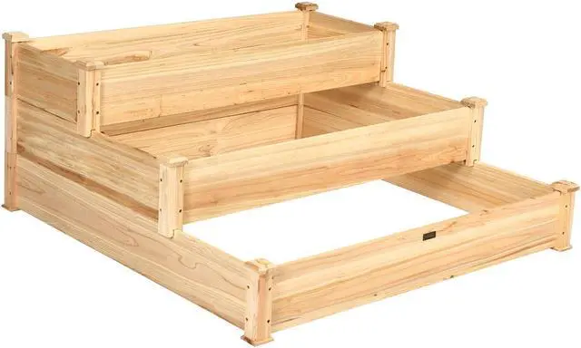 Alt view image 2 of 7 - SlickBlue 3 Tier Elevated Wooden Vegetable Garden Bed