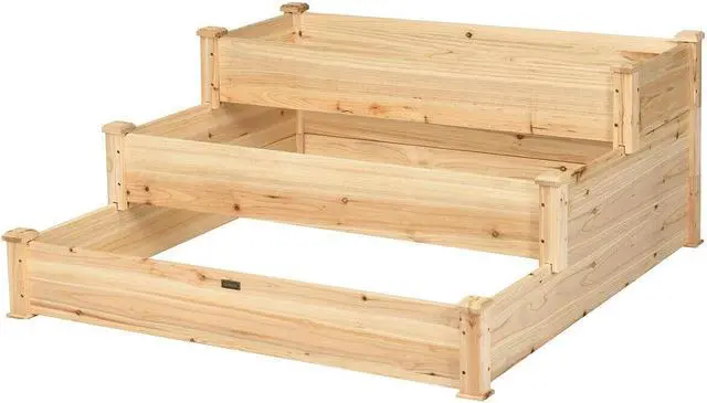 Alt view image 6 of 7 - SlickBlue 3 Tier Elevated Wooden Vegetable Garden Bed