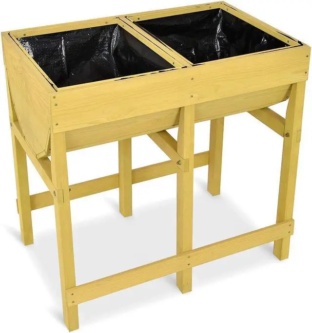 Alt view image 4 of 7 - SlickBlue Raised Wooden Planter Vegetable Flower Bed with Liner