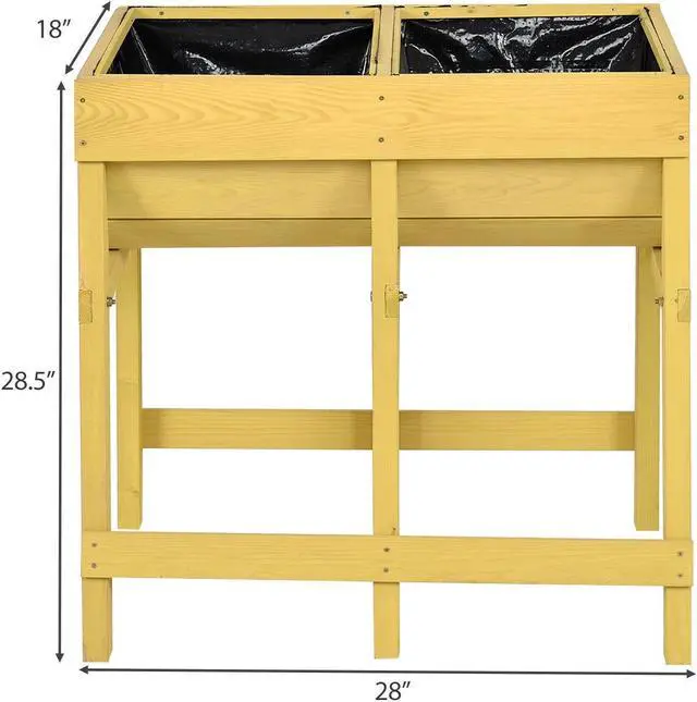 Alt view image 5 of 7 - SlickBlue Raised Wooden Planter Vegetable Flower Bed with Liner