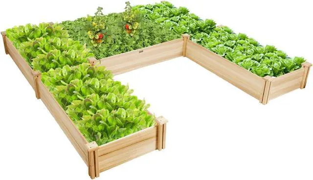 Alt view image 4 of 7 - SlickBlue U-Shaped Wooden Garden Raised Bed for Backyard and Patio