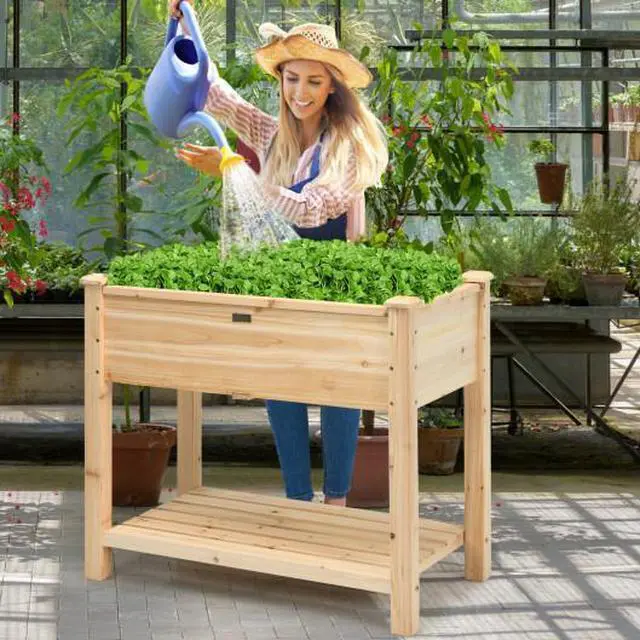 Alt view image 2 of 3 - SlickBlue Raised Garden Elevated Wood Planter Box Stand
