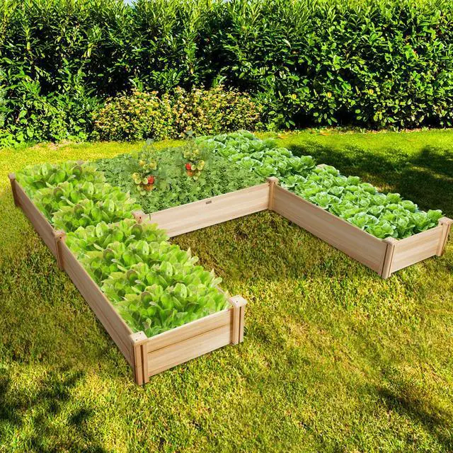 Alt view image 2 of 7 - SlickBlue U-Shaped Wooden Garden Raised Bed for Backyard and Patio