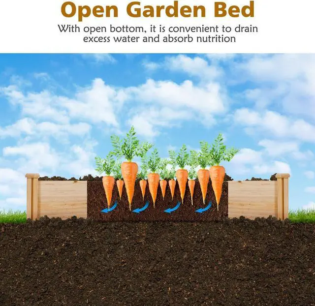 Alt view image 5 of 7 - SlickBlue U-Shaped Wooden Garden Raised Bed for Backyard and Patio