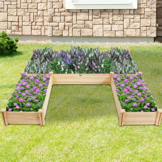 Alt view image 7 of 7 - SlickBlue U-Shaped Wooden Garden Raised Bed for Backyard and Patio
