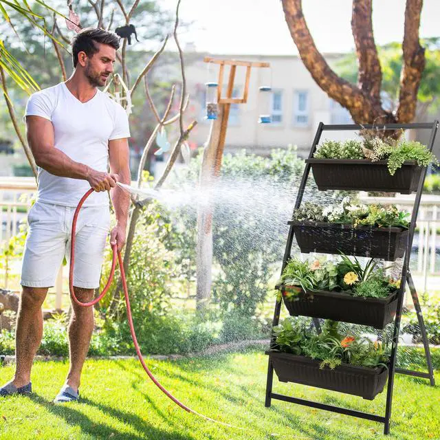 Alt view image 4 of 7 - SlickBlue 4-Tier Vertical Raised Garden Bed with 4 Containers and Drainage Holes